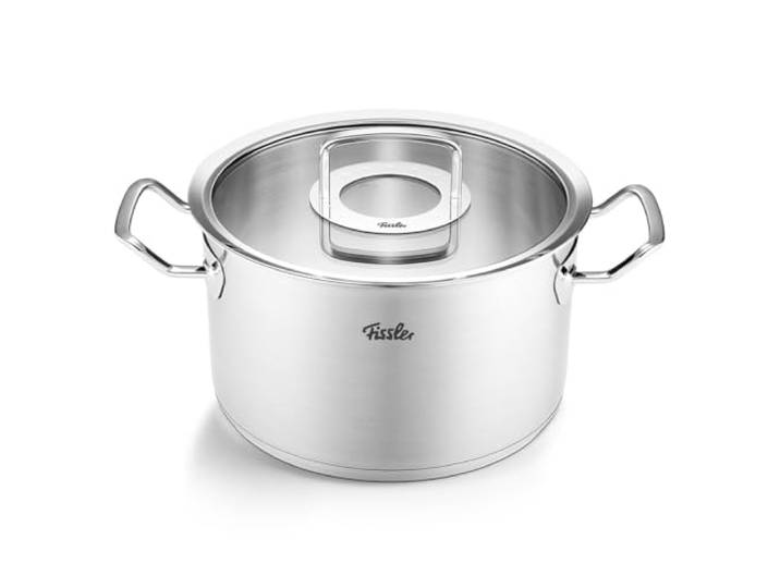 Fissler Collection Original-Profi Faitout En Acier Inoxydable (24 cm\, 6\,3 l) Avec Couvercle En Verre\, Compatible Induction\, Argenté