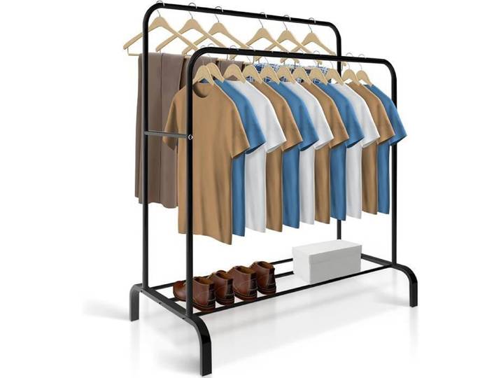 Portant à Vêtements Solide sur Pieds Penderie Vêtements Pliable Charge Lourde Porte-Manteau avec Sans Roulettes Noir
