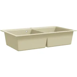 vidaXL Granitspüle Doppelbecken Beige