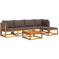 vidaXL 6-tlg. Gartensofa-Set mit Kissen Holz Akazie & Seil