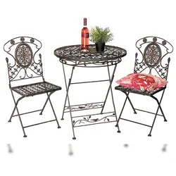 DanDiBo Sitzgruppe Eisen Garten Antik Bistroset AVIS Bistrotisch mit 2 Stühlen klappbar Metall Gartentisch