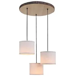 Hängeleuchte Pendelleuchte Esszimmerlampe Holzdekor 3 Flammig E27 Textilschirme