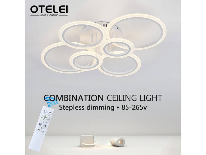 Plafonnier LED nordique circulaire en acrylique avec télécommande, plafonnier à gradation, luminaire décoratif d'intérieur, idéal pour un salon, une salle à manger ou une chambre à coucher