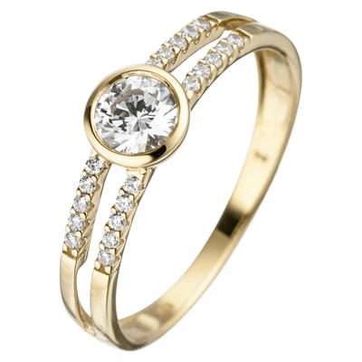 Goldring JOBO Gr. 60, gold (gelbgold 333), Fingerringe, Damen, 60, Gelbgold 333, Goldring, 333 Gold mit Zirkonia