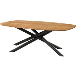 Esstisch Akazie 200x100x76 natur lackiert / Mikado-Beine rund schwarz