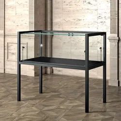 Tischvitrine Museum schwarz mit Beleuchtung