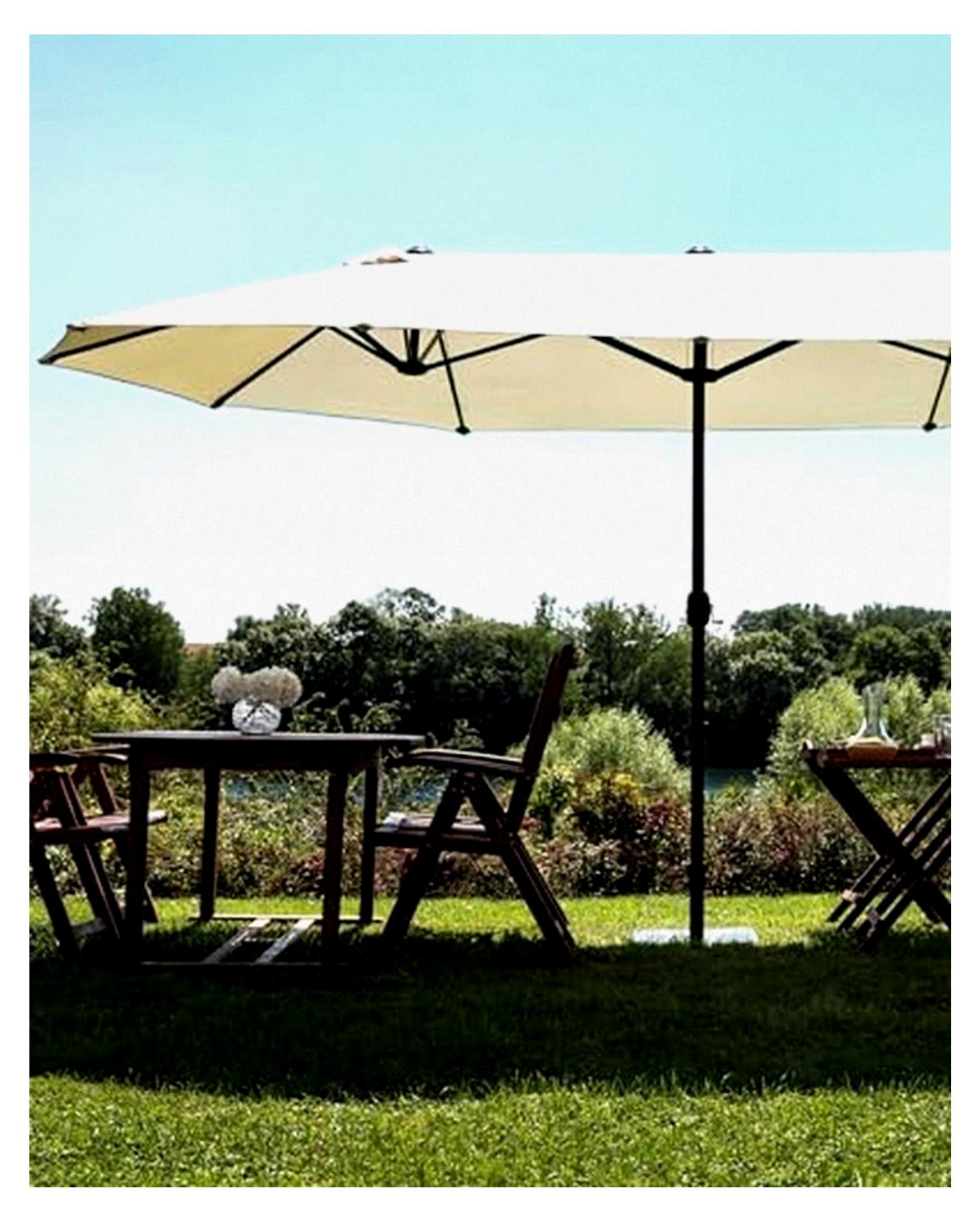 Doppelsonnenschirm Aluminium 270 x 460 x 247 cm Stoffbezug beige taupe