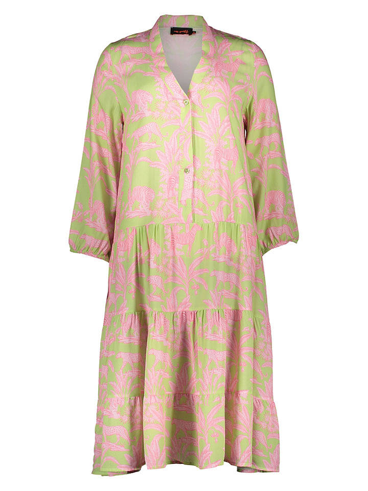 miss goodlife Kleid "Tiger" in Hellgrün/ Rosa - M