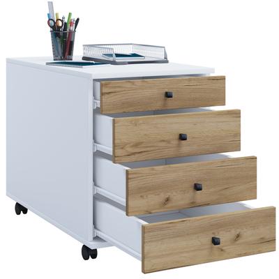 Container VCM "Rollcontainer Bürocontainer Schublade Lona 50 cm", braun (weiß, honig, eiche), B:42cm T:50cm, Obermaterial: 100% Holz Wood., Rollwagen, Rollcontainer