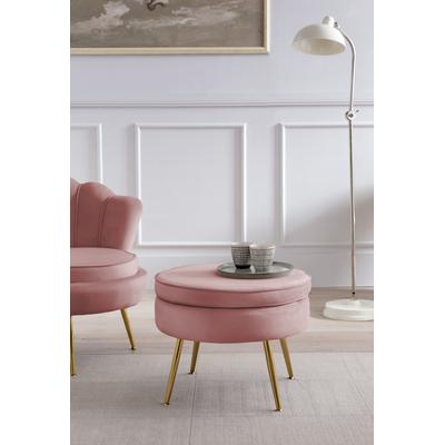 Polsterhocker SALESFEVER "Calm Gepolsterter Hocker mit Charme", rosa (rose, gold), B:52cm H:41cm T:52cm, Metall, Samt (100% Polyester), Hocker, Polsterhocker, mit hohem Sitzkissen