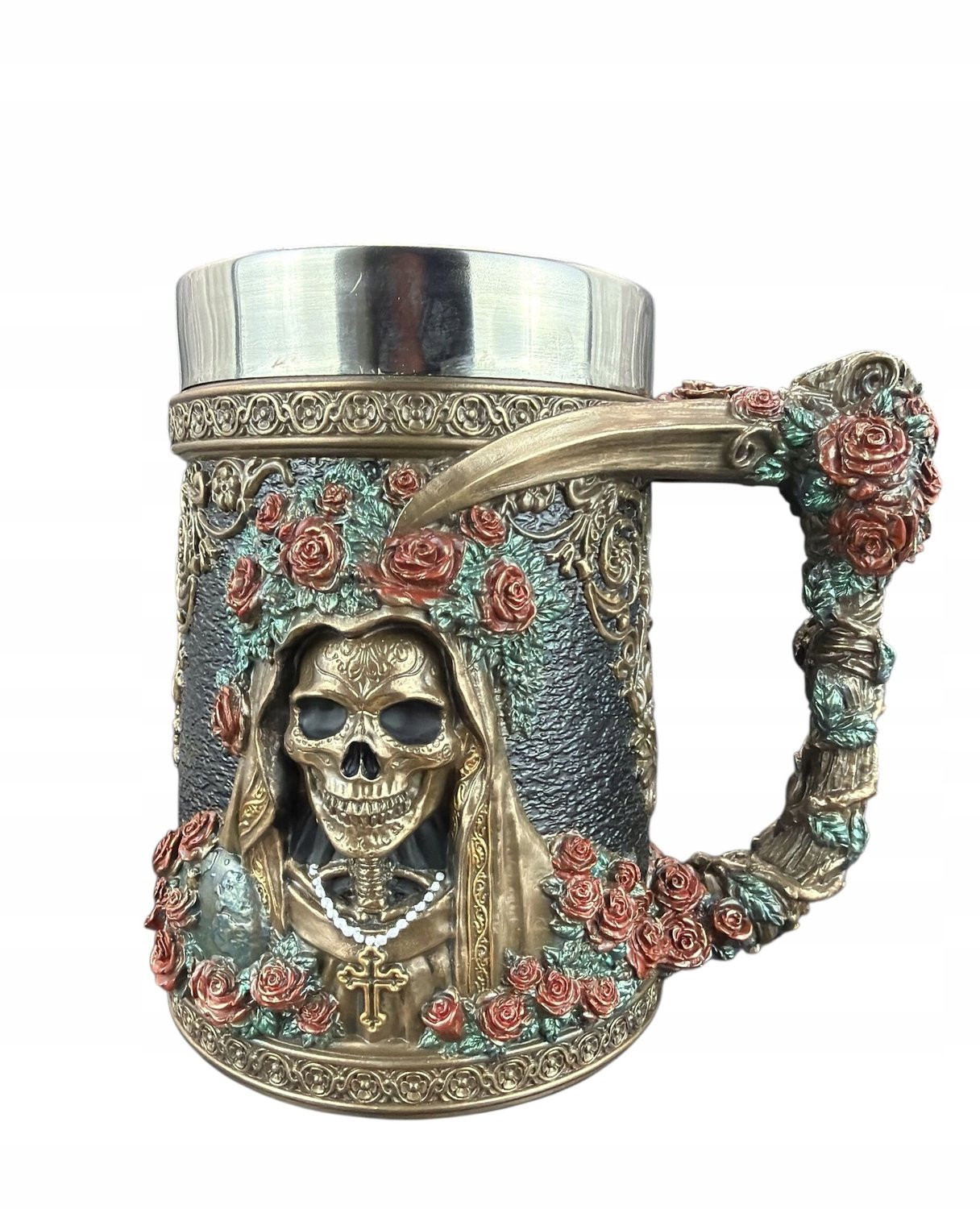 Santa Muerte Kufel Uniek Decoratief Beeldhouwwerk voor op Tafel