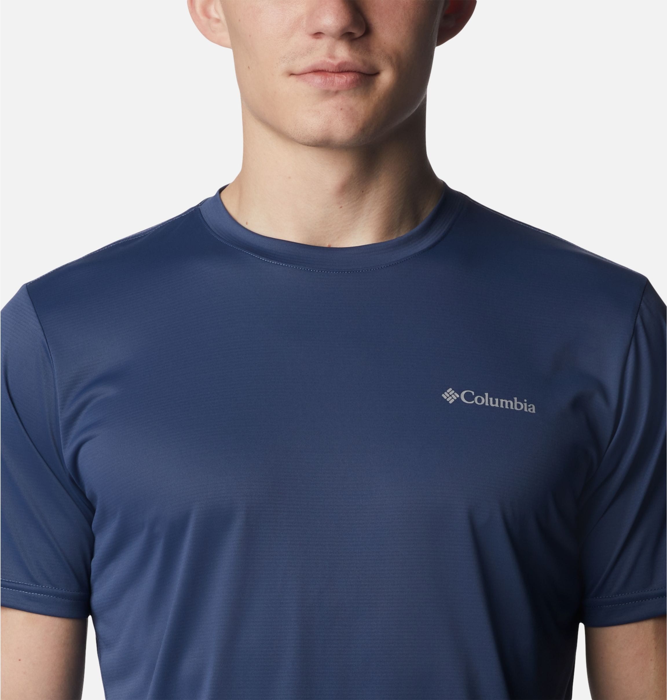 Funktionsshirt COLUMBIA, Herren, Gr. L (50), blau (schwarz mountain), Obermaterial: 100% Polyester, Shirts Funktionsshirt, Kurzarm-Design, feuchtigkeitstransportierendes Gewebe, aus Polyester schwarz mountain L (50)