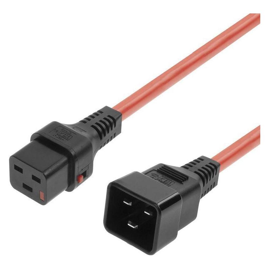 MicroConnect Powercord C19 IEC Lock - C20 (1 m, IEC 60906-1) (MC-C19C20LOCK-1M-R)