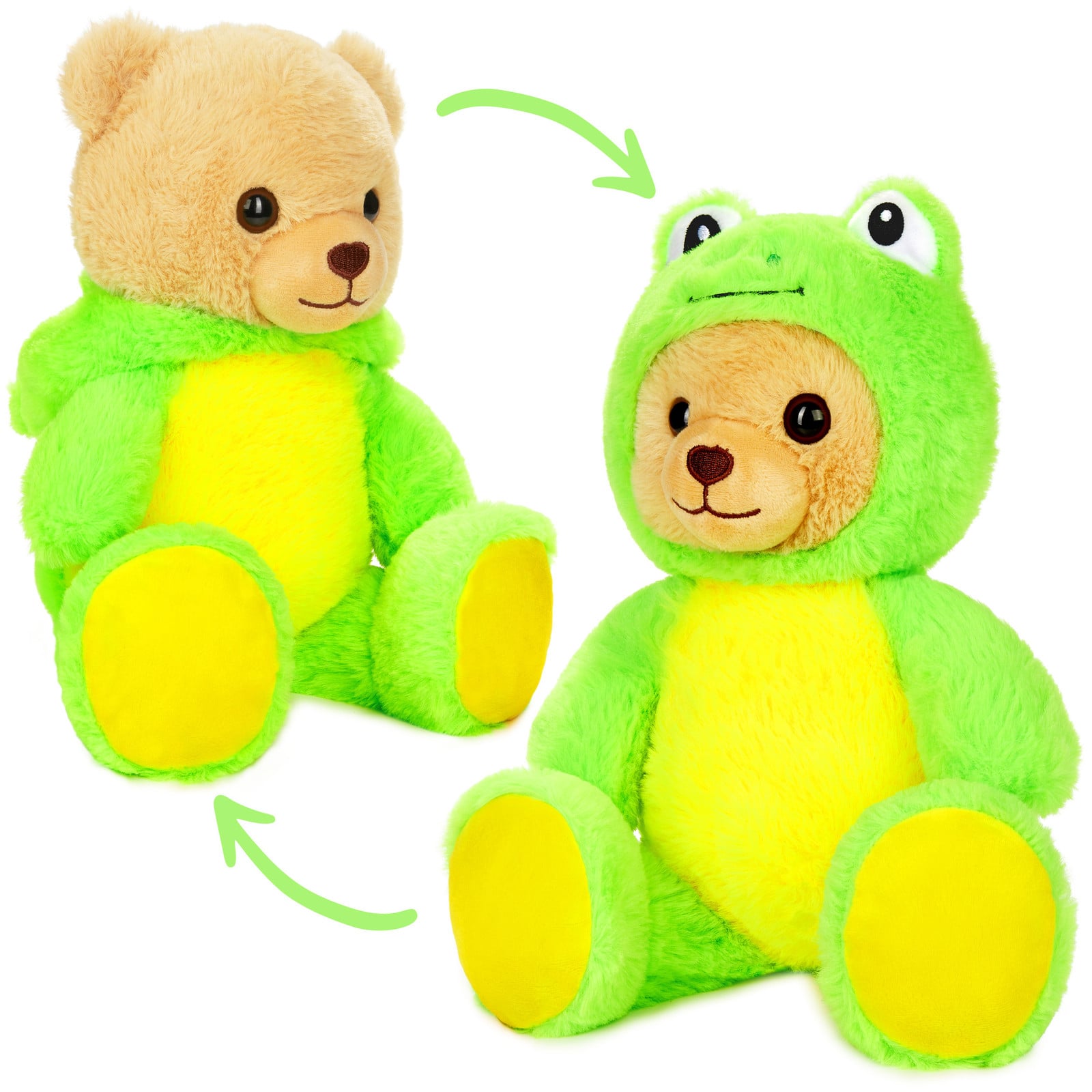 BRUBIES Teddy Frosch knuffelbeer in kikkerkostuum met kap, 25 cm