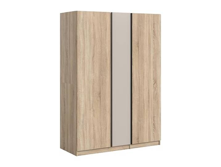 xonox.home – Kleiderschrank 3-türig 130x183x53 cm in Sonoma Eiche und Kaschmir Nachbildung – Schrank mit 3 Türen, 2 Stangen & 2 Einlegeböden – Bietet viel Platz für Kleidung
