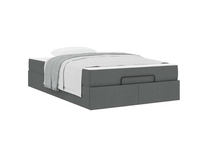 KTHLBRH Boxspringbett mit Matratze, 2-teilig, Grau Integrierte Schubladen, komfortabler Schaumstoff, minimalistisches Design, matter Stoff