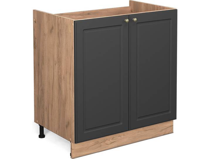 Meuble bas sous-évier Vicco Fame-Line Anthracite-or 80cm sans PT\, Model 38338