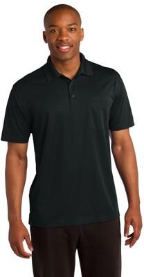 Sport-Tek ST651 Micropique Sport-Wick Pocket Polo Shirt in Black size Medium   Polyester