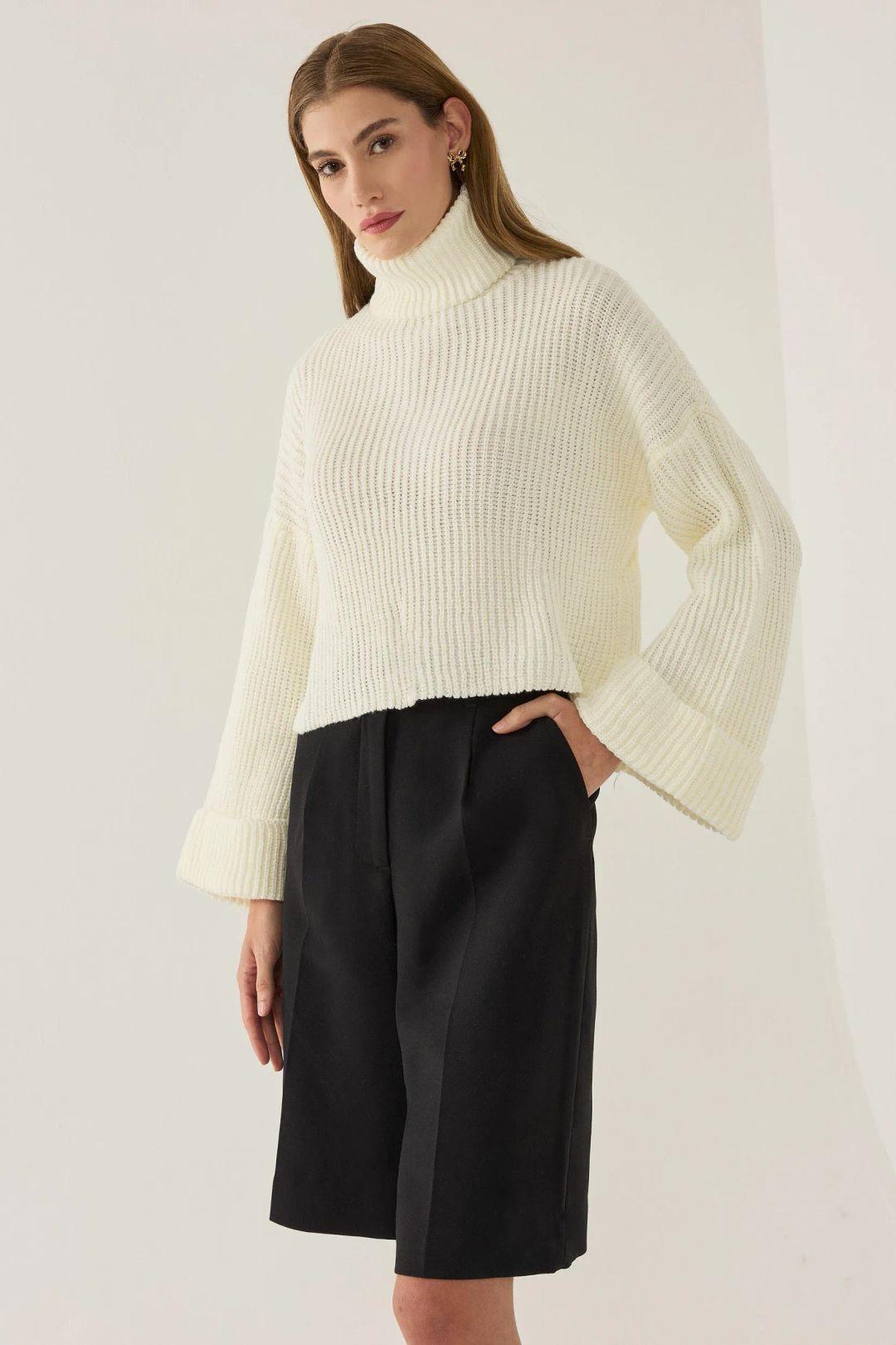 Oversized Hoher Kragen Pullover