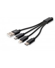 DIGITUS 3-in-1 Ladekabel USB A Lightning + Micro + USB-C Gold (DB-300160-002-S)