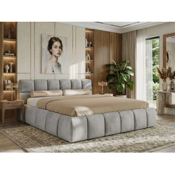 POLSTERBETT NIRA CLASSIC 160/200 - Hellgrau Velvet - Schaum-Matratze