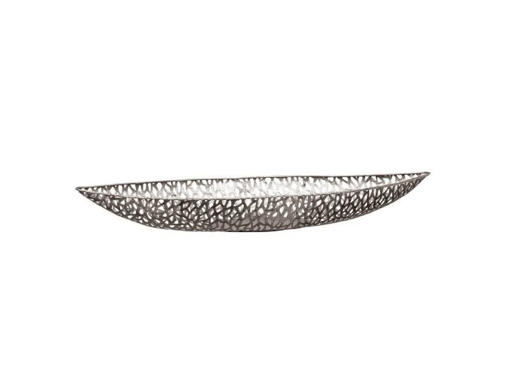 Dekoschale, Silberfarben, Metall, oval, 79x11x24 cm, robust, Dekoration, Dekoschalen