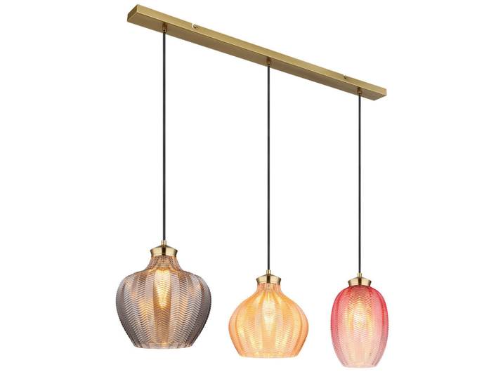Globo Hängeleuchte Jessica, Mehrfarbig, Schwarz, Goldfarben, Metall, Glas, länglich, 25x120x90 cm, CE, Lampen & Leuchten, Innenbeleuchtung, Hängeleuchten, Pendelleuchten