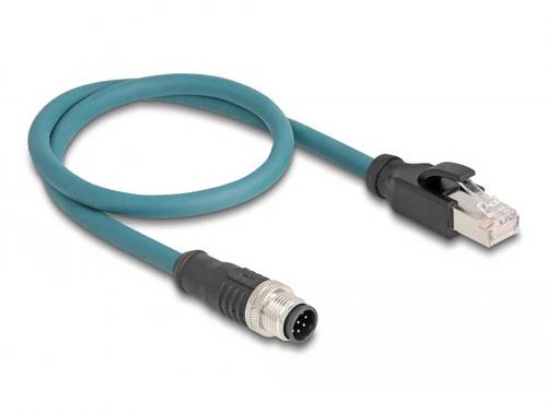 Delock 60075 RJ45 / M12 Netzwerk Adapter S/FTP 0.50m Türkis 1St.
