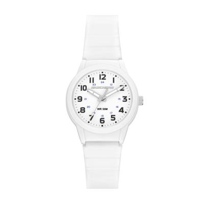 Quarzuhr SKECHERS "Basic Easy Read", weiß, Armbanduhren, Damen, Quarzuhr, Armbanduhr, Silikonarmband, analog