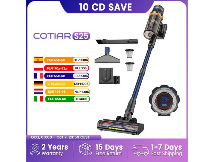 Cotiar 650W 60kPa aspirateur Vertical appareil ménager à main aspirateur sans fil 70 minutes d'autonomie multifonctionnel S25