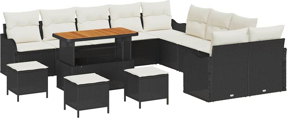 Garten-Sofa-Set 14 pcs Schwarz Poly-Rattan