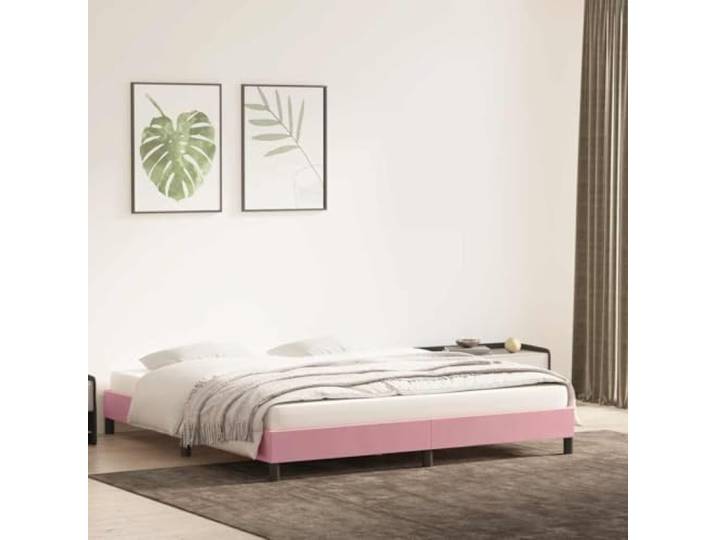 KTHLBRH Bettrock Rosa 200 x 220 cm ohne Matratze Weicher Samt, Lattenrost inklusive, robuste Beine