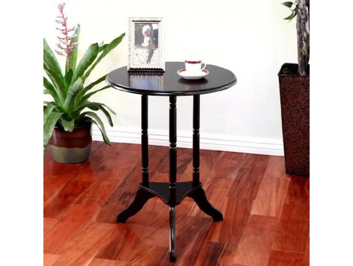Table d'appoint ronde en acajou de Style classique, support polyvalent pour plantes avec Accents rainurés, Table d'appoint élégante, décoration de maison ou de bureau
