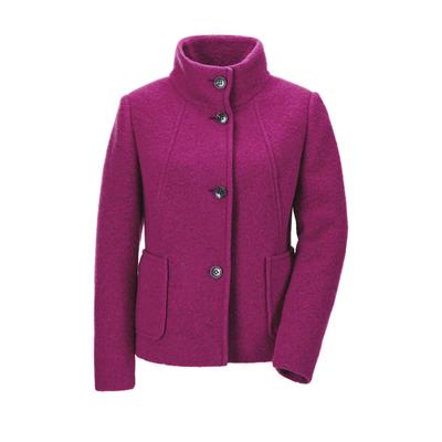 Wolljacke GOLDNER "Elegante Kurzjacke mit Stehkragen", Damen, Gr. 42, lila (beere), Obermaterial: 65% Wolle mw. 35% Polyester PES., Modisch, Sonstiges, Jacken, besondere Nahtführung