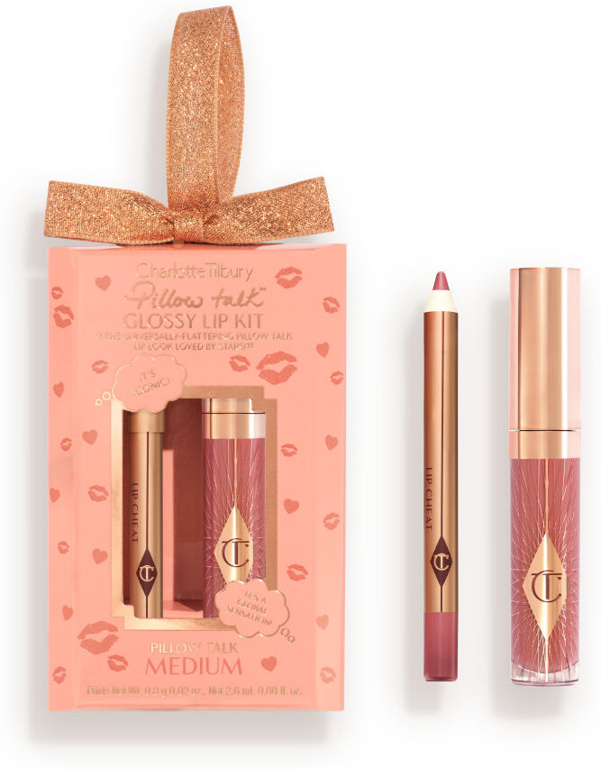 Pillow Talk Glossy Lip Kit - Pillow Talk Medium Charlotte Tilbury 10285 Pillow Talk Glossy Lip Kit Size: