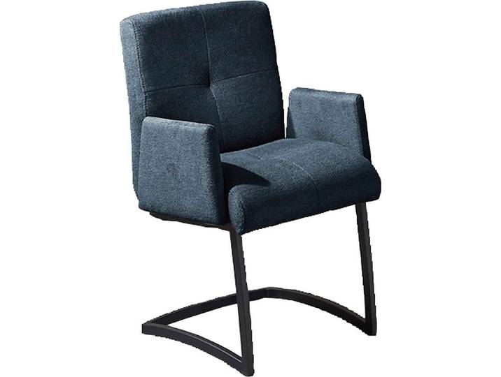 Freischwinger EXXPO - SOFA FASHION Affogato mit komfortablen Armlehnen , blau (navy, navy, navy), B:59cm H:87cm T:69cm, Kunstleder, Metall, Stühle, Freischwinger, attraktiven Kreuznaht in der Rückenlehne
