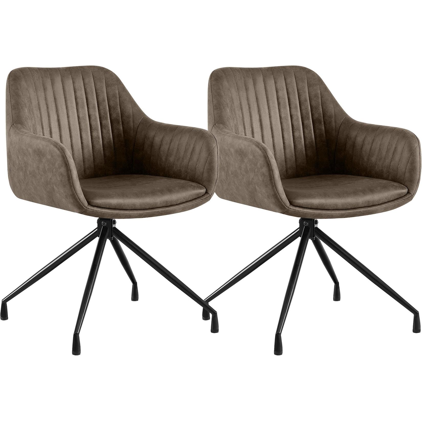CLP 2er Set Esszimmerstuhl Novanis Vintage Farbe: grau, Material: Vintage Kunstleder
