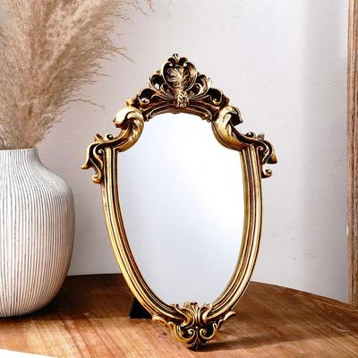 Fusion Finds Vintage Wall Mirror Decorative Vanity Mirror With Ornate Gold Resin Frame European Style Accent Decor Vintage Wall Mirror Decorative Vanity Mirror With Ornate Gold Resin Frame European Style Accent Decor