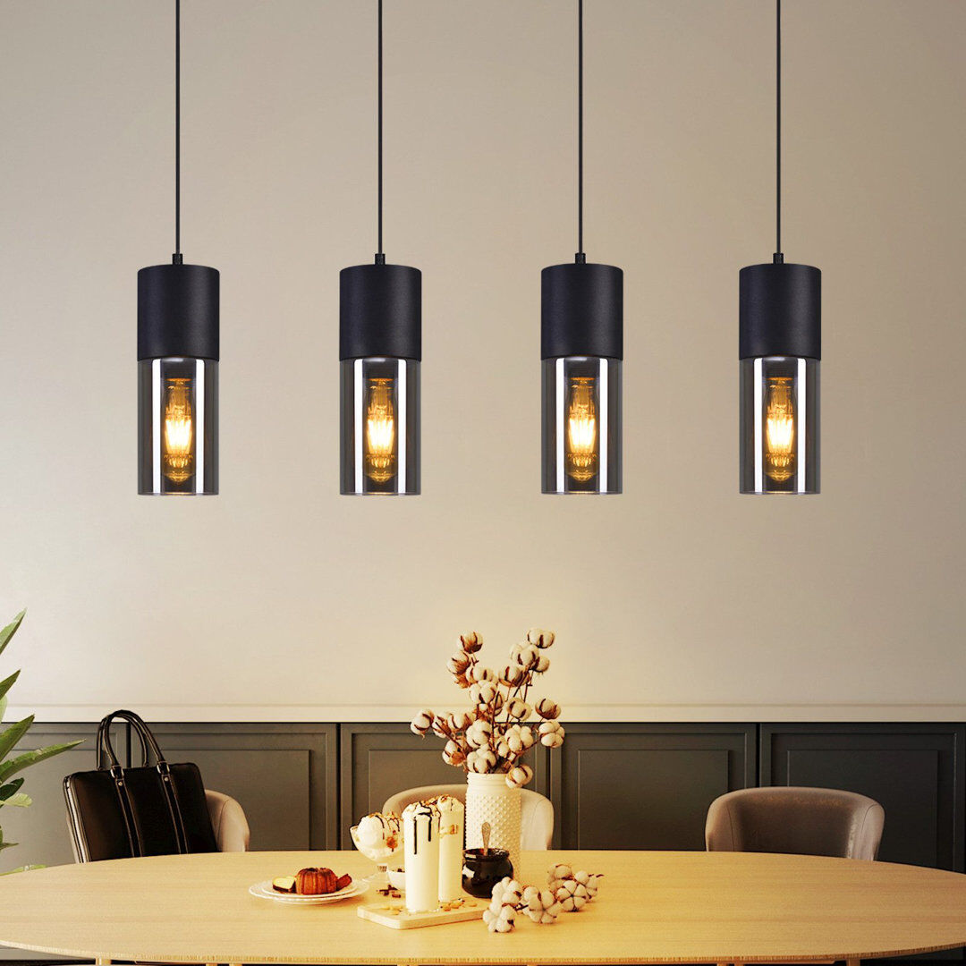 Metro 4 - Light Matte Black Kitchen Island Pendant Matte Black 148cm H X 75cm W X 9cm D