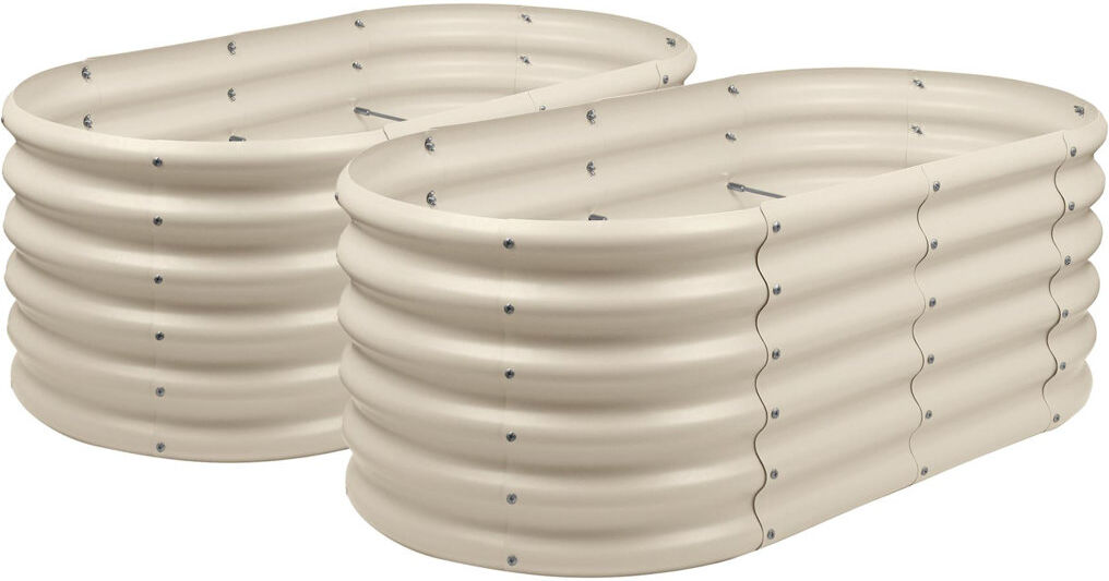 Harbour Housewares - Rounded Galvanised Steel Raised Garden Bed Planter Ivory 45cm H x 120cm W x 23.6cm D