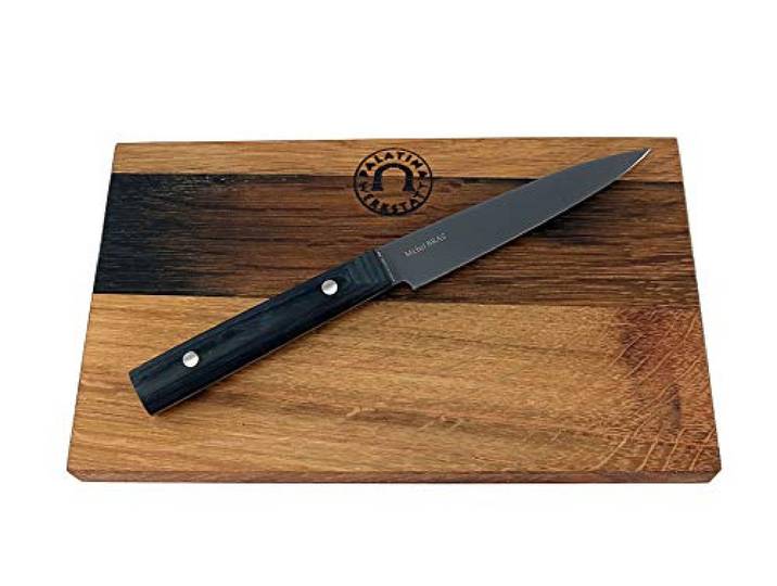 KAI Michel Bras Quotidien BK-0026, ultrascharfes Allzweckmesser, 12,1 cm Klinge+ großes Scheidebrett aus Eiche 30x20cm