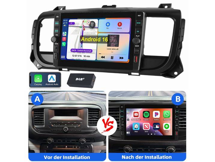 ESSGOO Für Citroen Jumpy Peugeot Expert Space Tourer 2016-2022 Autoradio (RDS, Digitalradio (DAB), FM)