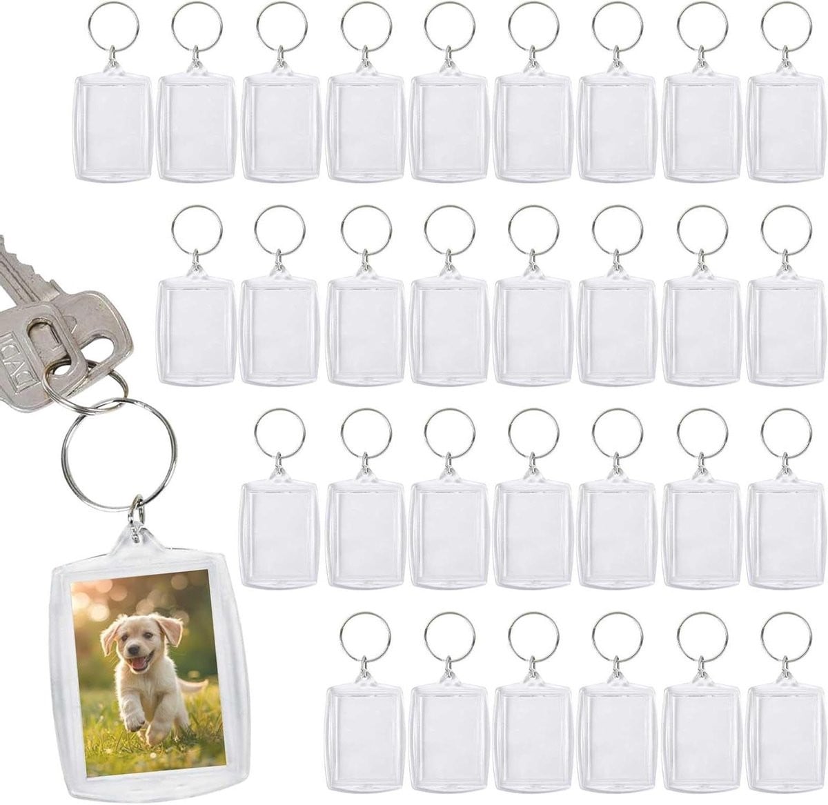 30 stuks Acryl Foto Sleutelhangers DIY Foto Frames Translucent