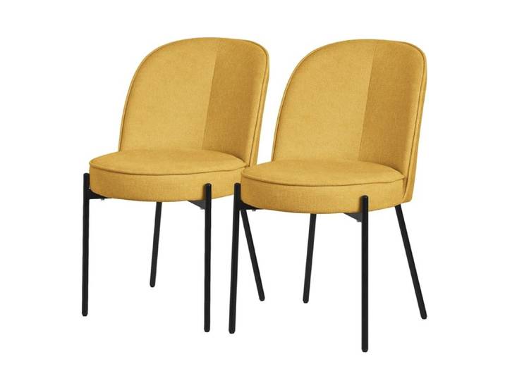 Lot de 2 chaises de salle à manger ML-Design moutarde polyester structure métal dossier arrondi