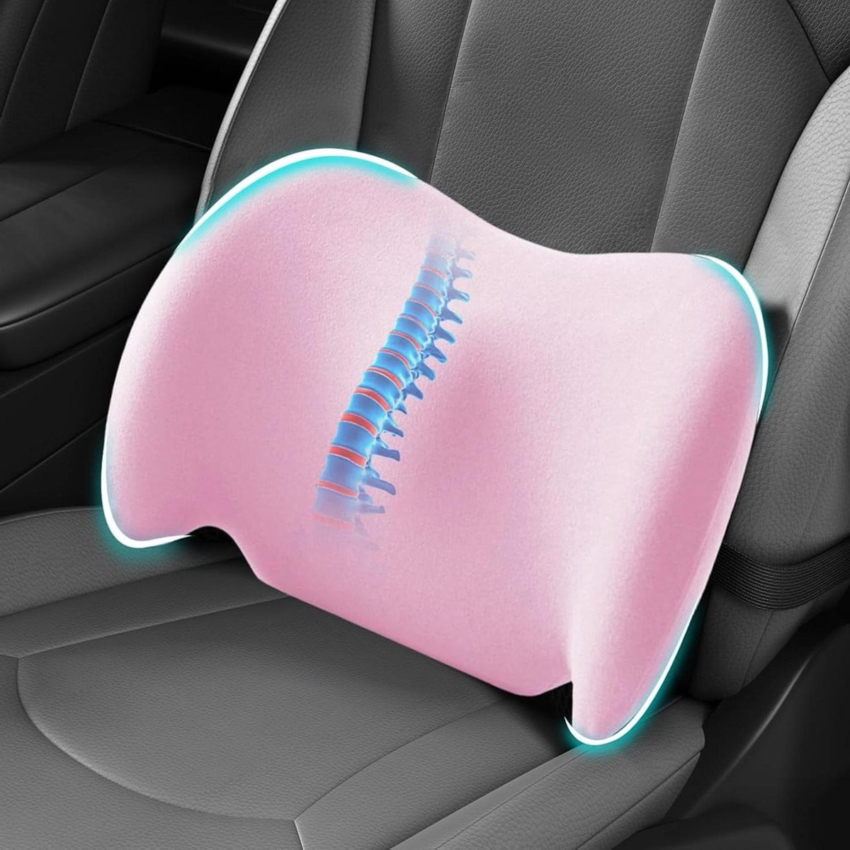 Ergonomisch lendensteunkussen voor in de auto - Traagschuim - Roze