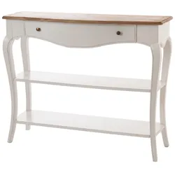 Konsole 1 Schublade Loberon - Weiß Rechteck Holz Amadeus 110x35 cm