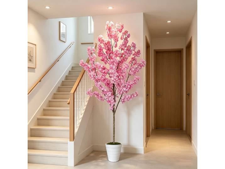 Arbre artificiel de cerisier en fleurs de 160-210 cm, plante décorative pour intérieur et extérieur, idéale pour la maison, les mariages, les fêtes et la décoration du salon.
