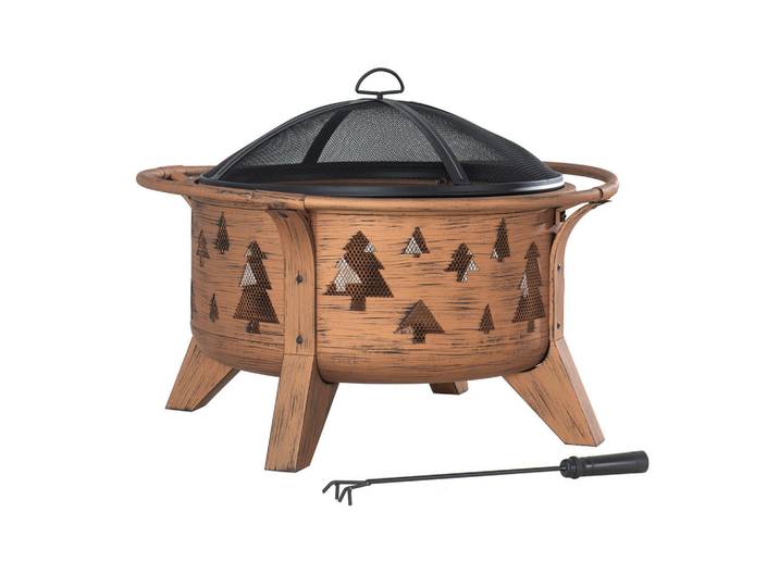 Feuerschale, Schwarz, Kupferfarben, Metall, rund, 76.2x56x76.2 cm, hitzebeständig, Freizeit & Co, Herbstartikel & Winterartikel