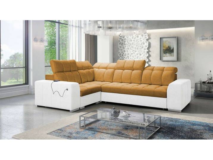Best for Home Ecksofa KATTY II mit Schlaffunktion und Bettzeugbehältern, Ecksofa mit Schlaffunktion 3 Teile, Schlaffunktion