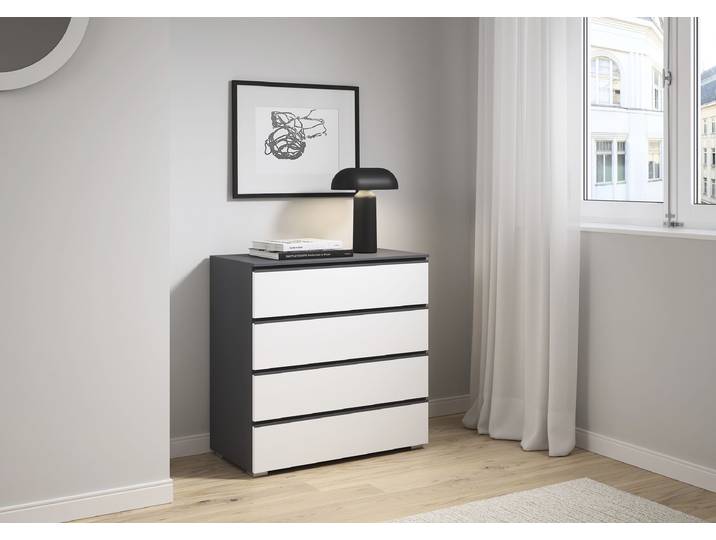 Kommode Mainz 80 x 81 x 42cm Grau/Weiß/Alpinweiß/Graumetallic